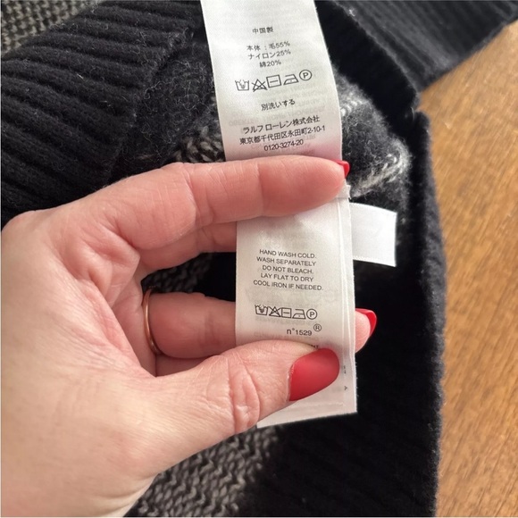 Lauren Ralph Lauren Sweater Womens Medium Black White Buffalo Plaid Soft - Picture 13 of 15